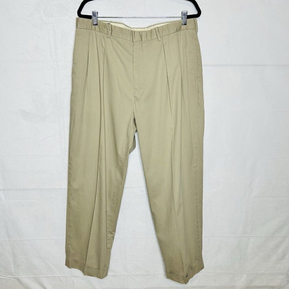 Polo Ralph Lauren Thin Corduroy Pleated Pants Men's Size 38x30 Tan Cuffed